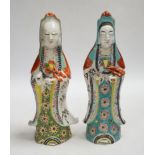 Two late 18th century Chinese enamelled porcelain figures, 23.5cm