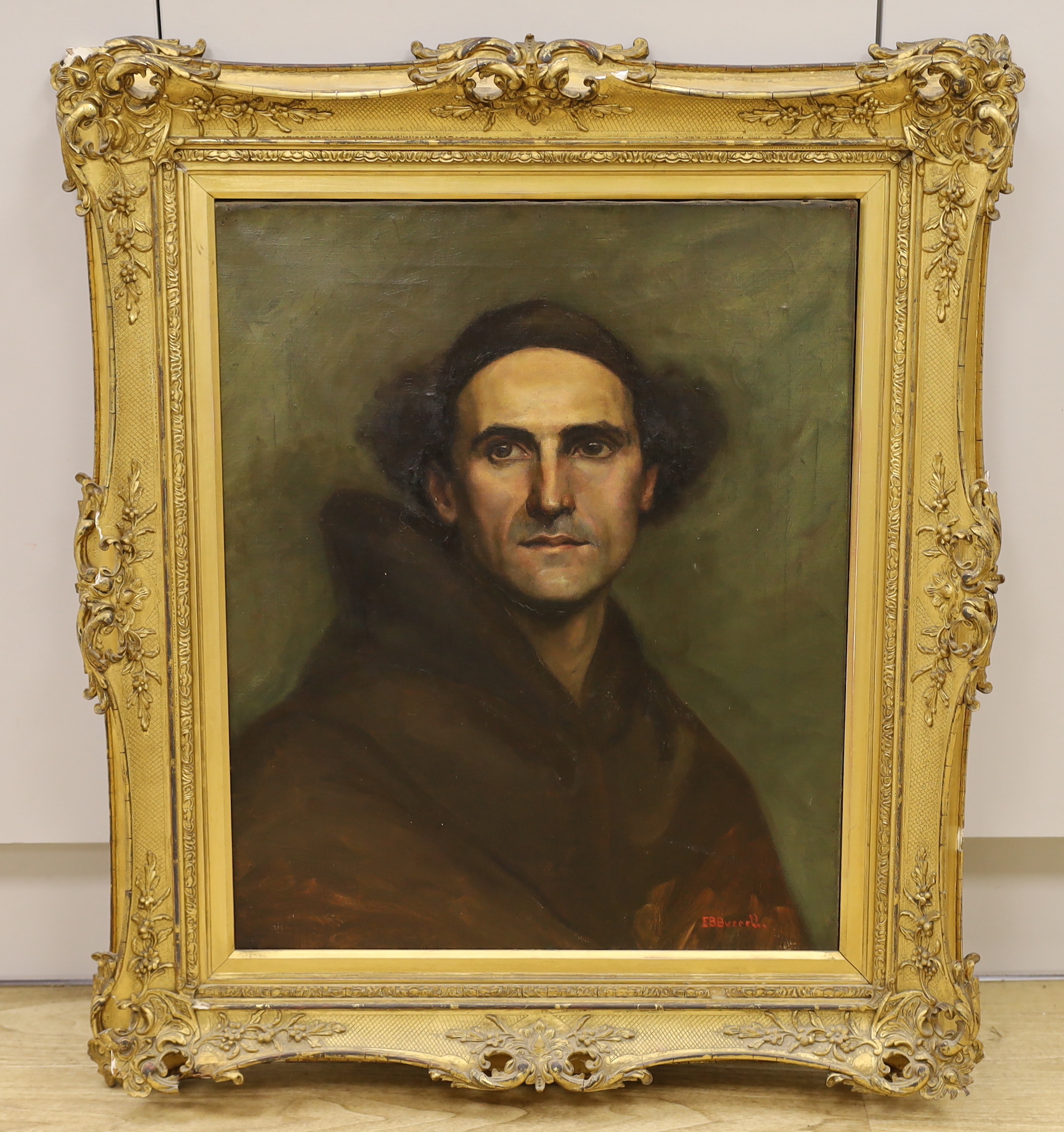 E.B. Burrell, oil on canvas, Portrait of a monk, housed in ornate gilt frame, 56 x 45cm - Image 2 of 5