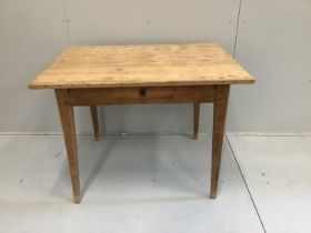 A French pine side table with frieze drawer, width 105cm, depth 79cm, height 76cm