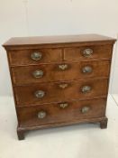 An 18th century banded oak five drawer chest, width 94cm, depth 51cm, height 95cm