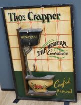 A ‘Thomas Crapper’ painted wood advertising sign, 91 x 61cm