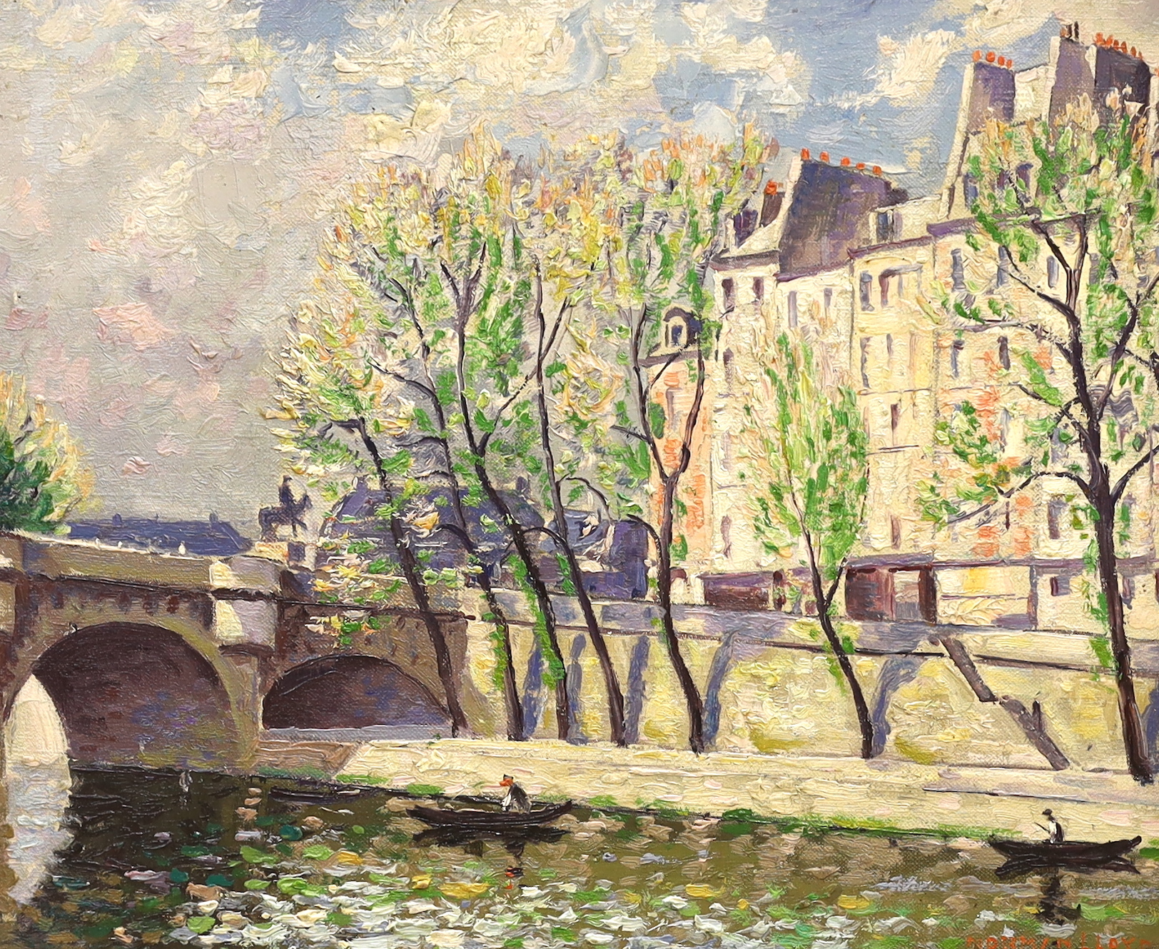 Norman Lloyd (Australian, 1897-1985), oil on canvas, 'Paris in spring', signed with label verso,