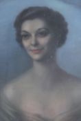 Eva Sawyer (b.1912), pastel on paper, Portrait of a lady, 'Madlena', The Pastel Society and The
