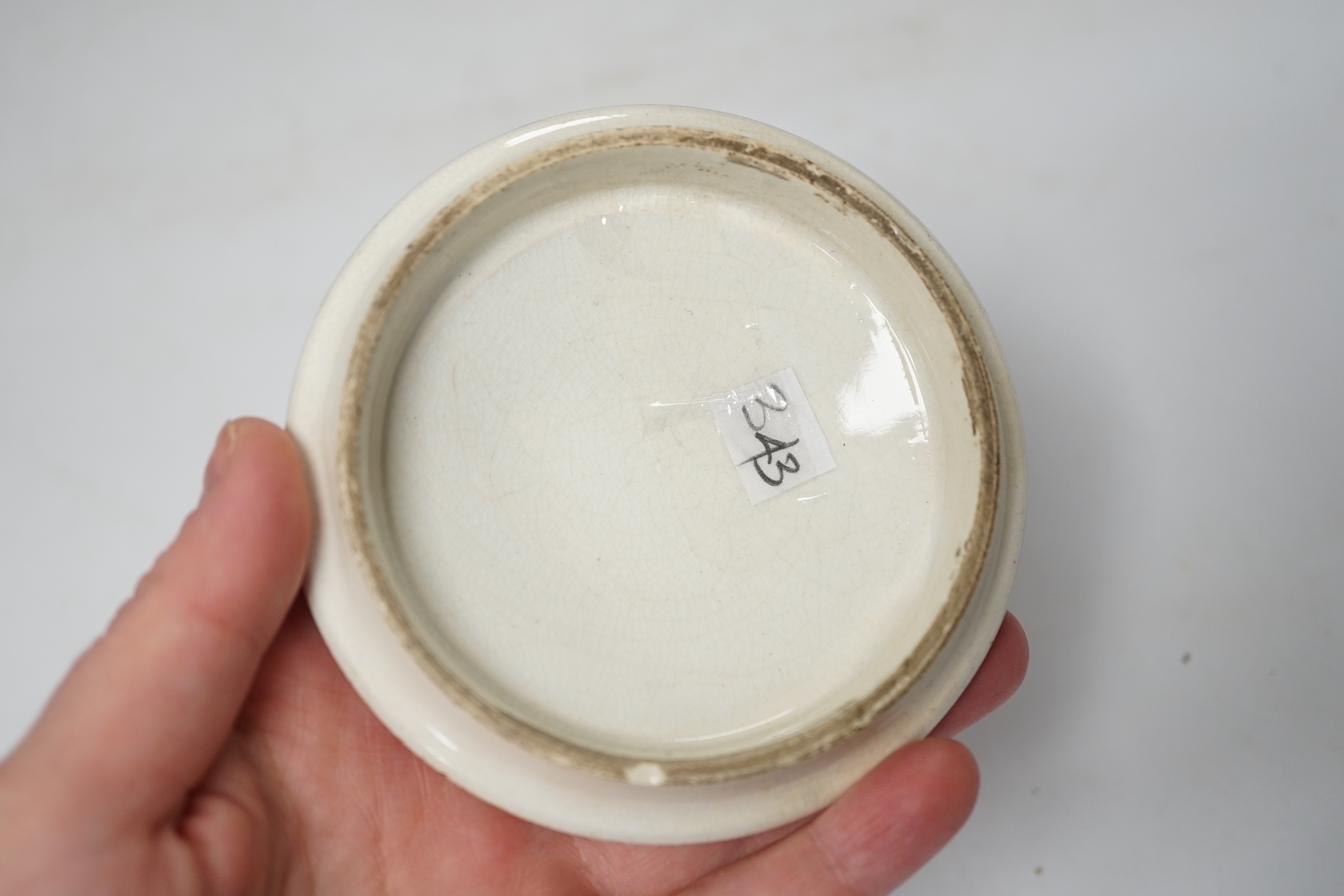 Nine Victorian ceramic Prattware pot lids and one base - Image 4 of 4