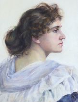 A. Bilton (fl.1893), watercolour, Neo Classical style portrait of a lady, 47 x 37cm