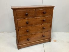 A Victorian mahogany five drawer chest, width 104cm, depth 48cm, height 104cm