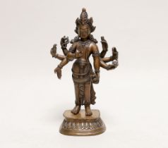 A Nepalese copper alloy figure of Amoghapasha, 18th/19th century, 19cm high