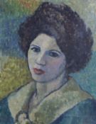 Impressionist oil on canvas board, Head and shoulders portrait of a lady, indistinctly signed,