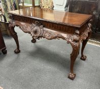 An 18th century style Irish style carved mahogany console table, width 136cm, depth 63cm, height