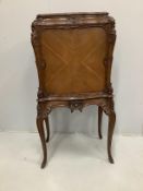 An early 20th century French mahogany side cabinet, width 74cm, depth 51cm, height 150cm