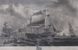 After Robert Dodd (1748-1816), engraving, 'A Homeward Bound East Indiaman, Taking Port off Dover',