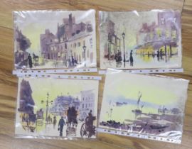 Rod Pearce (b.1942), four watercolours, Street and harbour scenes, signed, 21 x 29cm, unframed