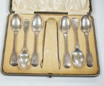 A set of six Victorian provincial silver fiddle pattern teaspoons, Reid & Sons, Newcastle, 1873
