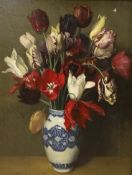 The Hon. Walter John James RBA (1869-1932), oil on canvas, Still life of tulips in a vase, signed