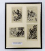 Herbert Dicksee (1862-1942), four etchings, Illustrations for the Waverley Novels. Sir Walter Scott,