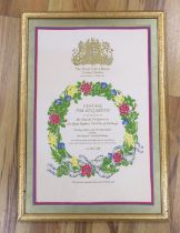 A vintage silk Royal Opera Covent Garden programme, Fanfare for Elizabeth II, 21st April, 1986,