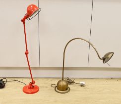 A French anglepoise lamp and a reading lamp