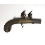 An early 19th century, Flintlock pocket pistol by Gardner, with engraved lock, chequered walnut