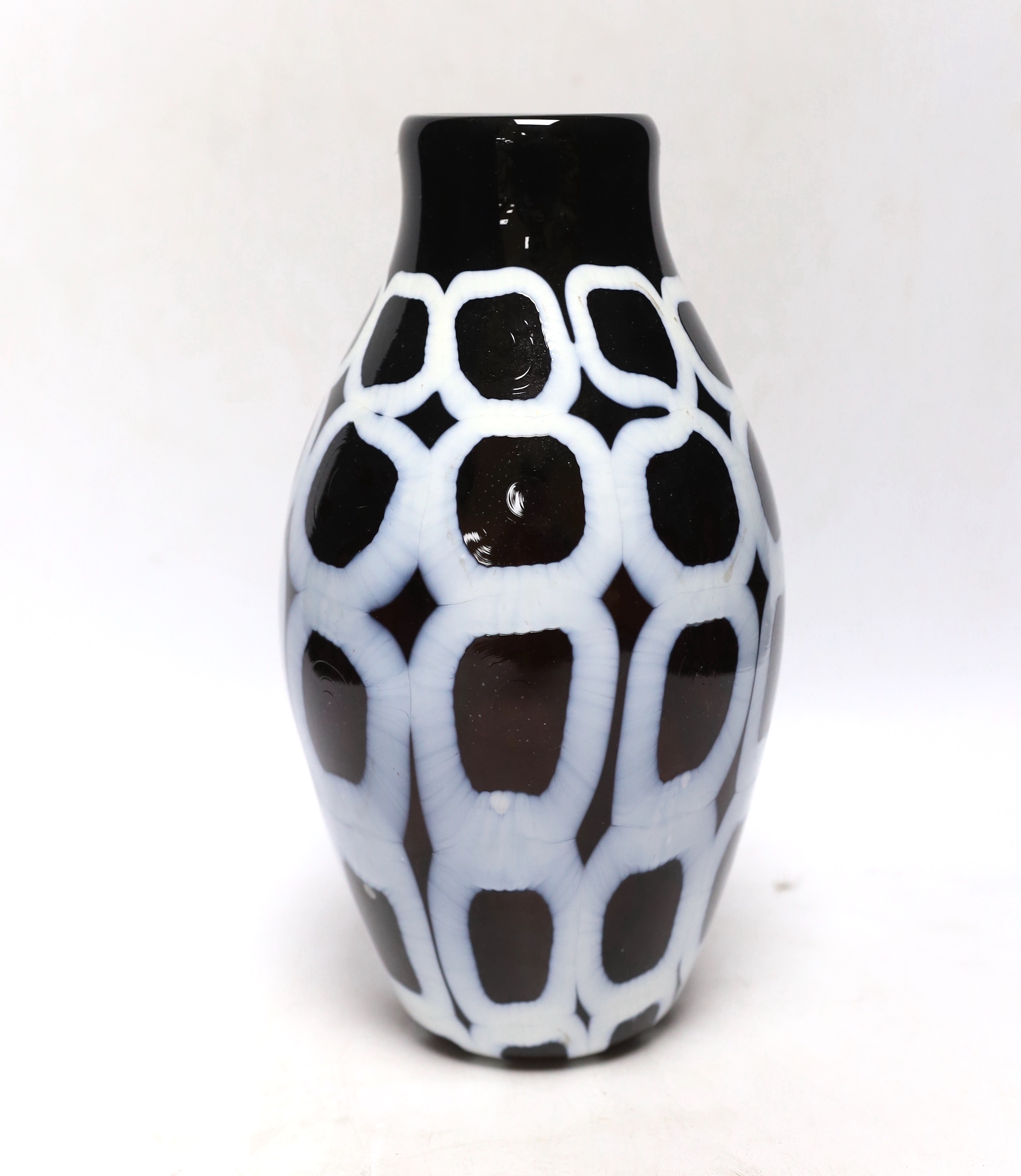 ** ** A Murano glass ovoid shaped vase, in black and white, signed Formentella, 16cmsPlease note - Image 6 of 8