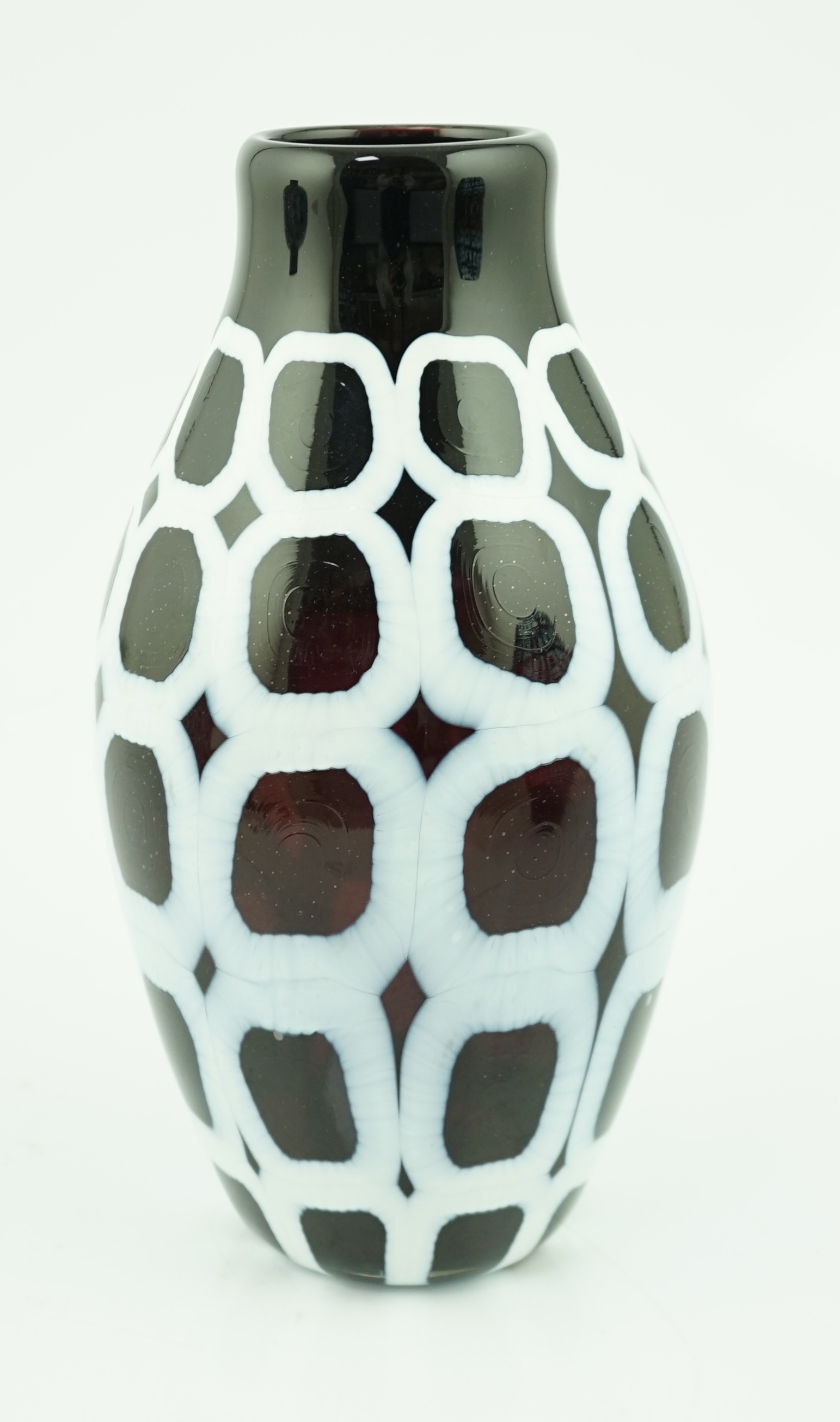 ** ** A Murano glass ovoid shaped vase, in black and white, signed Formentella, 16cmsPlease note - Image 2 of 8