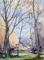 Alfred John Billinghurst (1880-1963), watercolour, Tree lined pathway, 38 x 28cm