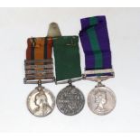 Three medals. A pair to Pte. T. Gibson, Vol. Coy. Border Regt. comprising the South African Medal