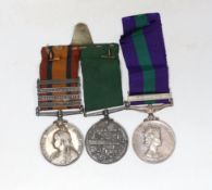 Three medals. A pair to Pte. T. Gibson, Vol. Coy. Border Regt. comprising the South African Medal