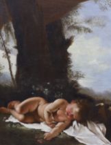 19th century Italian School, oil on canvas, Sleeping infant, ornate gilt framed, 40 x 32cm
