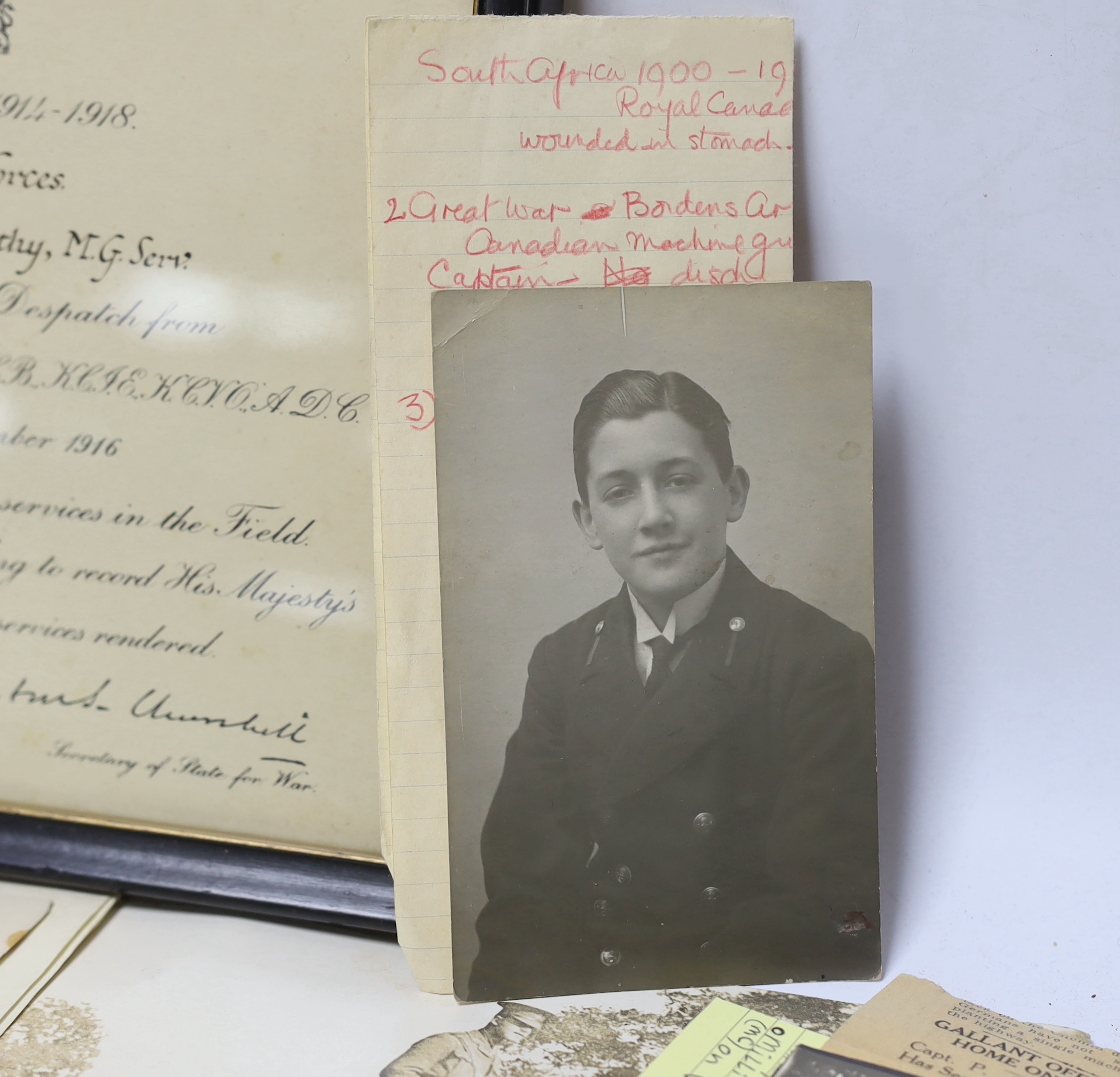 An archive of family collection of medals, photographs and documents including a WWI trio of War - Image 4 of 7