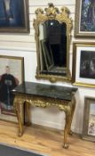 A George II style giltwood pier table, width 91cm, depth 45cm, height 79cm and a similar pier glass,