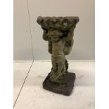 A reconstituted stone angel and scallop shell bird bath, height 66cm