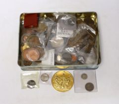 A collection of British coins including Charles II four pence 1680, William III shilling 1696,