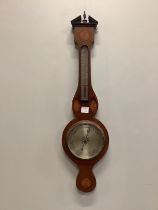 An early 19th century inlaid mahogany wheel barometer, height 99cm