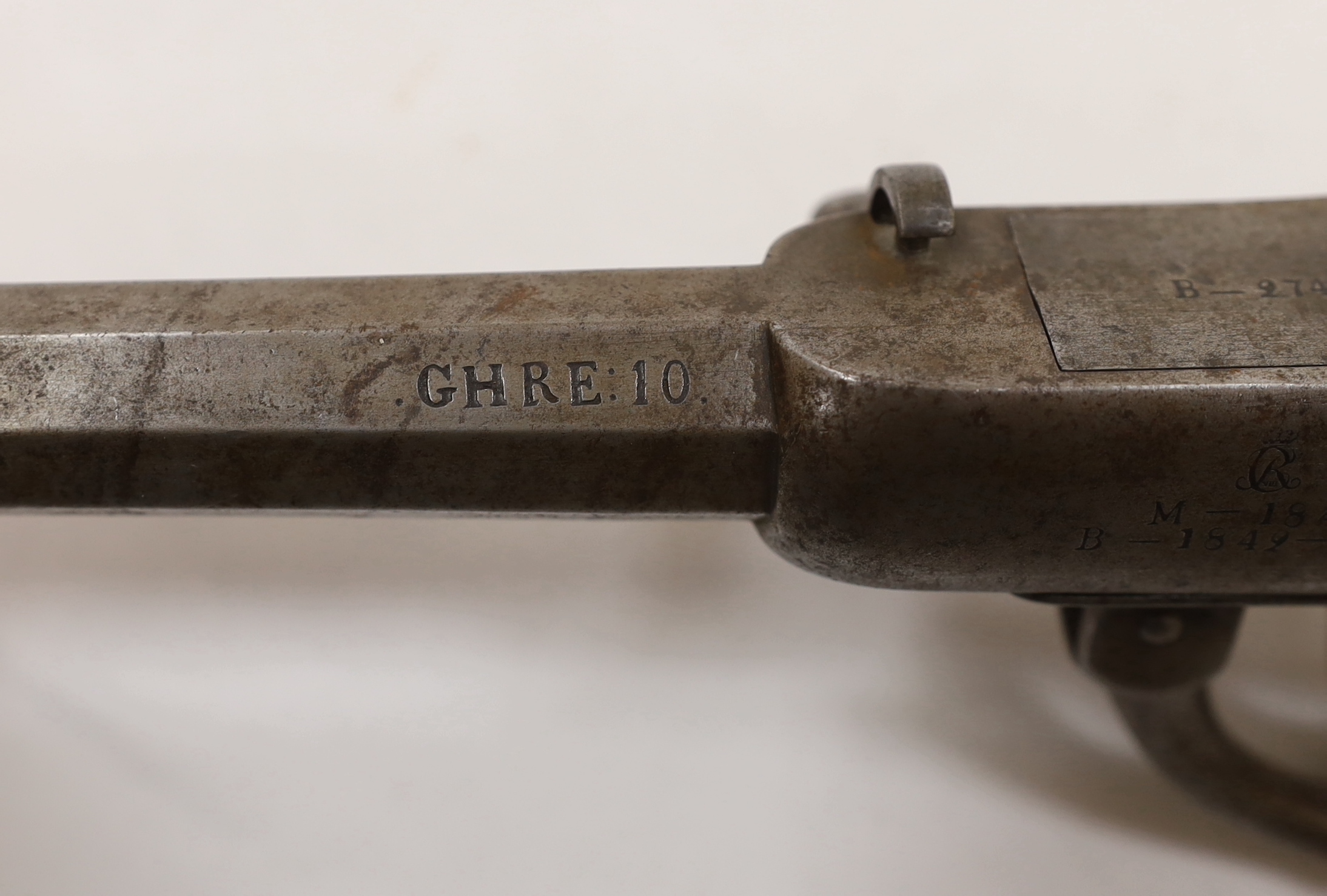 A Regulation Danish breech-loading, under hammer percussion military pistol, octagonal twist barrel, - Image 7 of 8