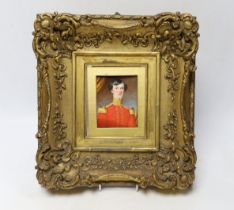 Early 19th century English school, watercolour portrait miniature on ivory of a gentleman wearing