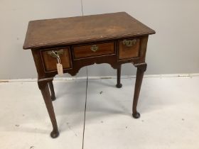 An 18th century banded walnut lowboy, width 74cm, depth 48cm, height 71cm