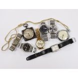 Six assorted gentleman's wrist watches including a Seiko Diashock automatic, two other Seiko watches