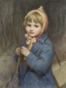 Percy Harland Fisher (1867–1944), pastel, Portrait of a young child, inscribed label verso, 59 x