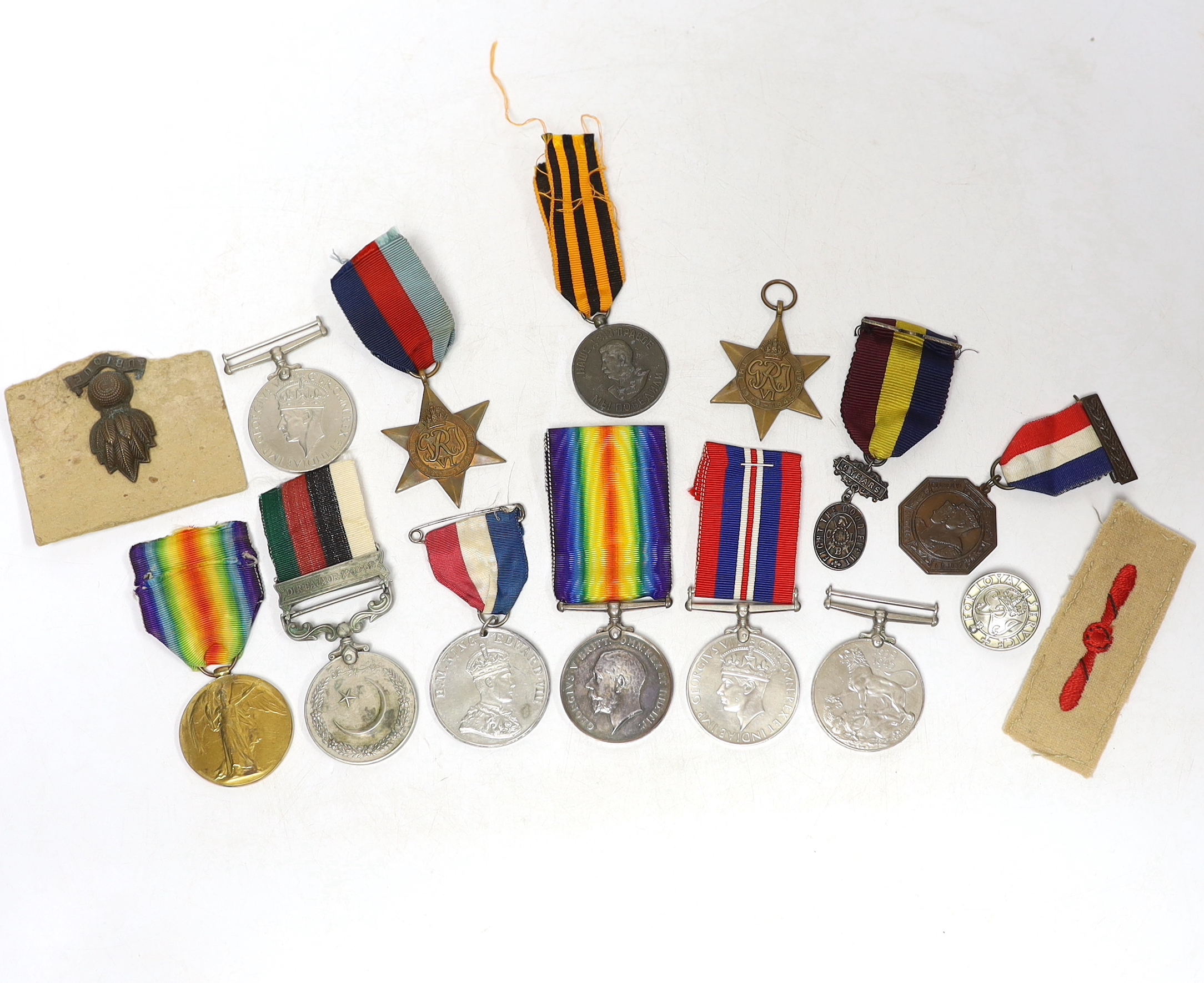 Twelve medals including; a British War Medal, a Victory Medal, three 1939-45 War Medals, two 1939-45