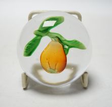 A rare Pantin glass lampwork pear paperweight, mid 19th century, 6.5cm in diameter