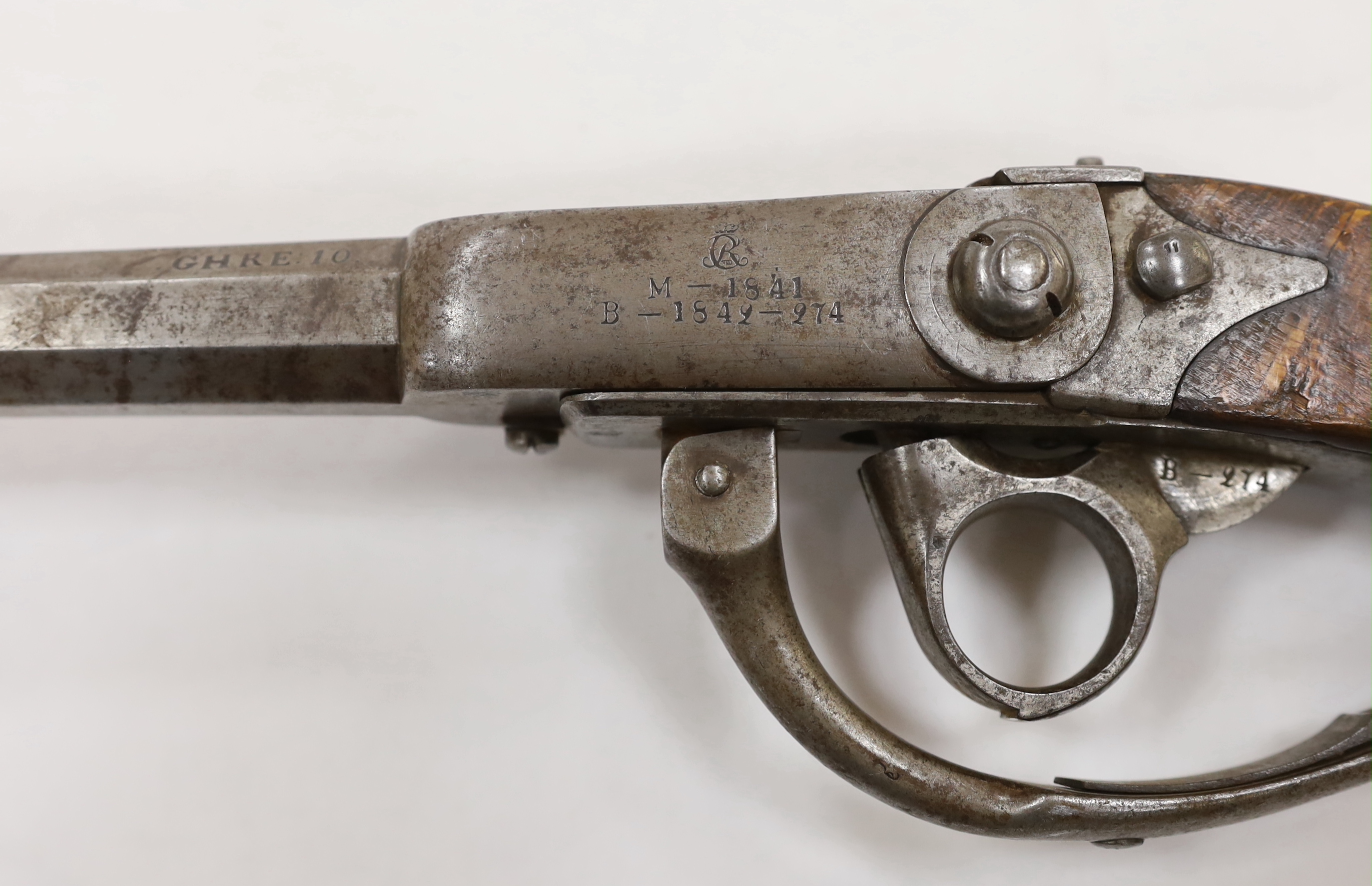 A Regulation Danish breech-loading, under hammer percussion military pistol, octagonal twist barrel, - Image 6 of 8