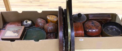 A quantity of assorted lacquer ware boxes, trays etc.