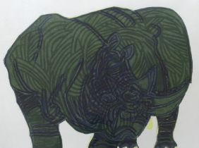 Roland Jarvis (1926-2016), colour etching, Rhino, signed and dated '73 in pencil, limited edition