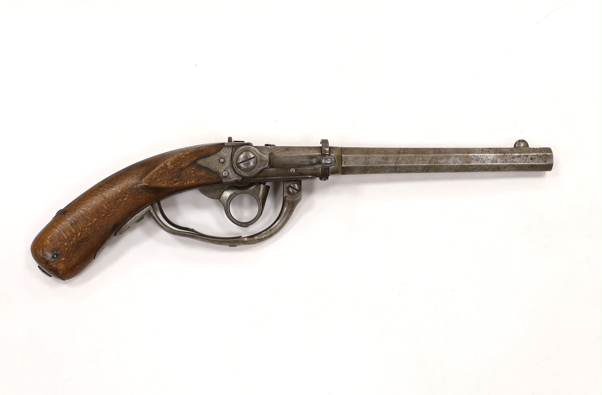 A Regulation Danish breech-loading, under hammer percussion military pistol, octagonal twist barrel,