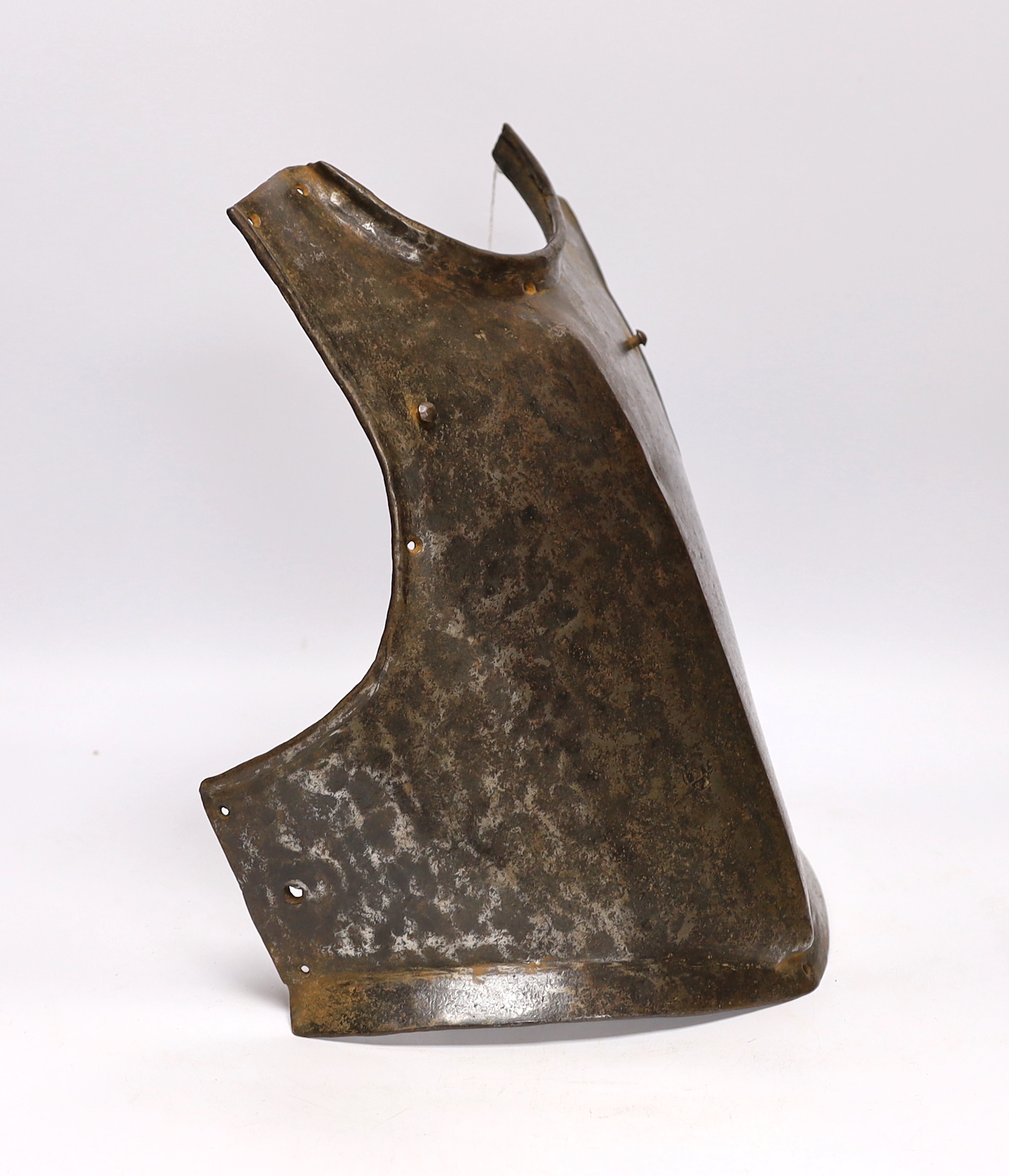 A mid 17th century infantry soldier’s breast plate, struck with armourer’s marks, 42cm high - Image 2 of 3