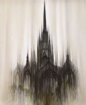 Colin Rule (British 20th C.), oil on board, Abstract view of a cathedral, signed, 74 x 62cm