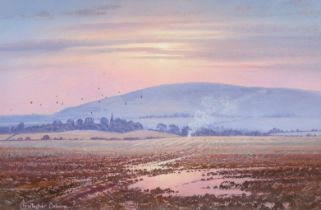 Christopher Osborne (b.1947), oil on board, 'Autumn dawning', signed, details verso, 19 x 29cm