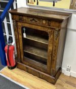 A Victorian gilt metal mounted marquetry inlaid walnut pier cabinet, width 82cm, depth 33cm,