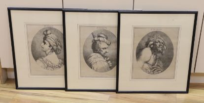 After John Hamilton Mortimer (1740-1779), set of three etchings, Twelve characters from