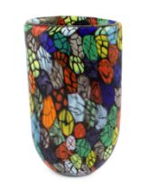 ** ** Vittorio Ferro (1932-2012) A Murano glass Murrine vase, decorated with red rosebuds on a green